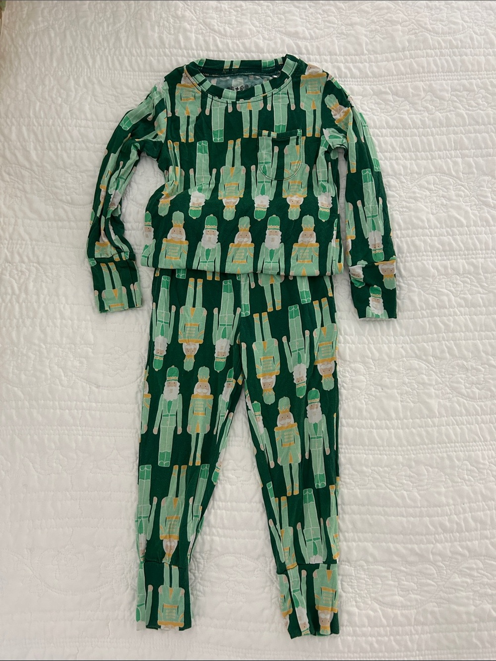 PB+Grape Long Sleeve Bamboo Nutcracker Print Pajama Set - Green